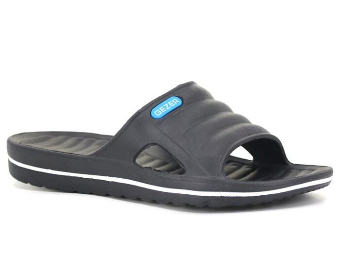 Gezer Merdane 13092.00 Islak Zemin Çizgili Açık Eva Terlik Siyah - Beyaz - Gezer