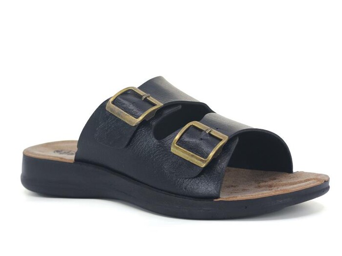 Gezer Merdane 13267.00 Çift Toka Günlük Terlik Siyah - Gezer