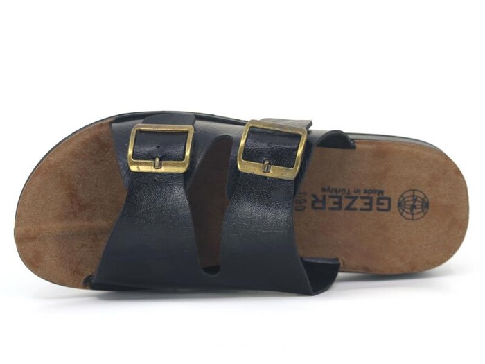 Gezer Merdane 13267.00 Çift Toka Günlük Terlik Siyah - Gezer (1)