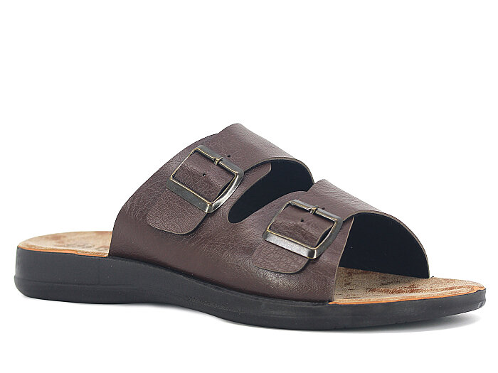 Gezer Merdane 13267.01 Çift Toka Günlük Terlik Kahve - 1