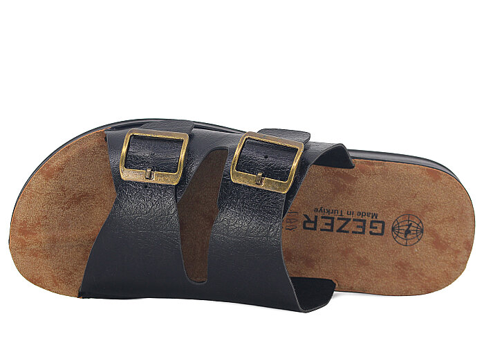 Gezer Merdane 13267.01 Çift Toka Günlük Terlik Siyah - 2