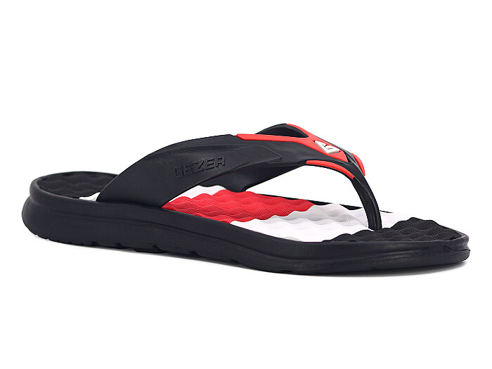 Gezer Merdane 14182.00 Eva Masajlı Parmak Arası Terlik Siyah - Kırmızı - 1