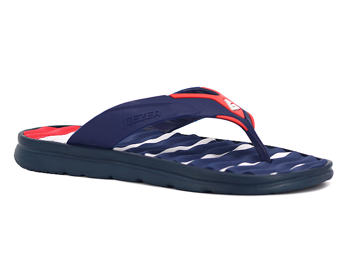 Gezer Merdane 14182.01 Eva Masajlı Parmak Arası Terlik Lacivert - Kırmızı - Gezer