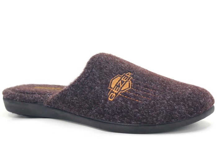 Gezer Merdane 14626.00 Kışlık Keçeli Cırtlı Ev Terliği Kahve - 1