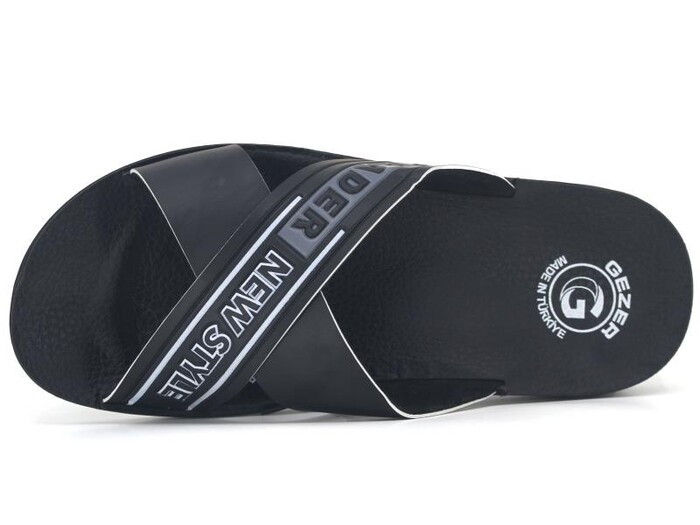 Gezer Merdane 14995.00 Çapraz Günlük Terlik Siyah - Füme - Beyaz - Gezer (1)