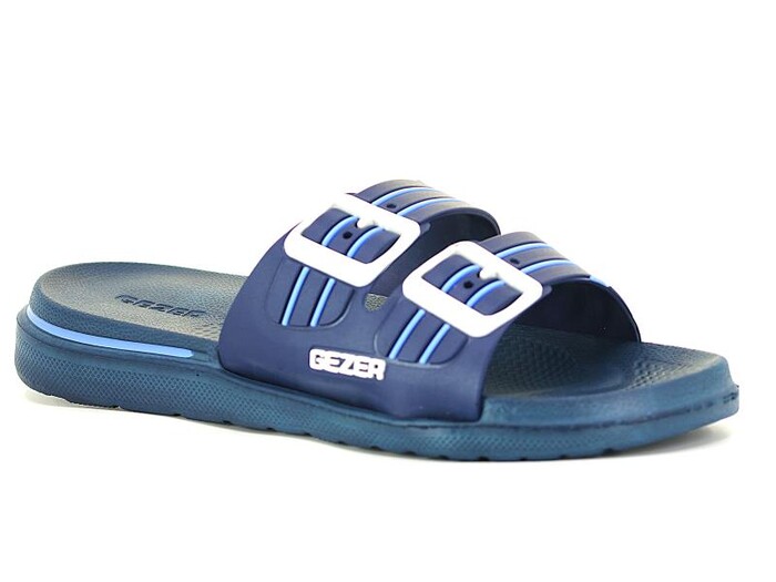 Gezer Merdane 15190.00 Çift Toka Koleksiyon Lux Eva Terlik Lacivert - Mavi - Beyaz - 1