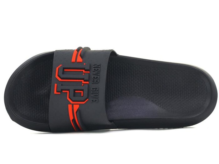 Gezer Merdane 15837.00 Düz Yüz Never Give Up Günlük Terlik Siyah - Kırmızı - Gezer (1)