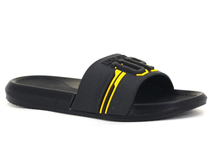 Gezer Merdane 15837.00 Düz Yüz Never Give Up Günlük Terlik Siyah - Sarı - Gezer