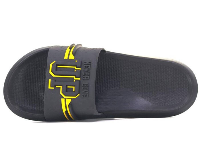 Gezer Merdane 15837.00 Düz Yüz Never Give Up Günlük Terlik Siyah - Sarı - Gezer (1)