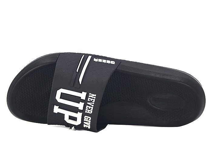 Gezer Merdane 15837.00 Düz Yüz Never Give Up Günlük Terlik Siyah - Beyaz - Gezer (1)