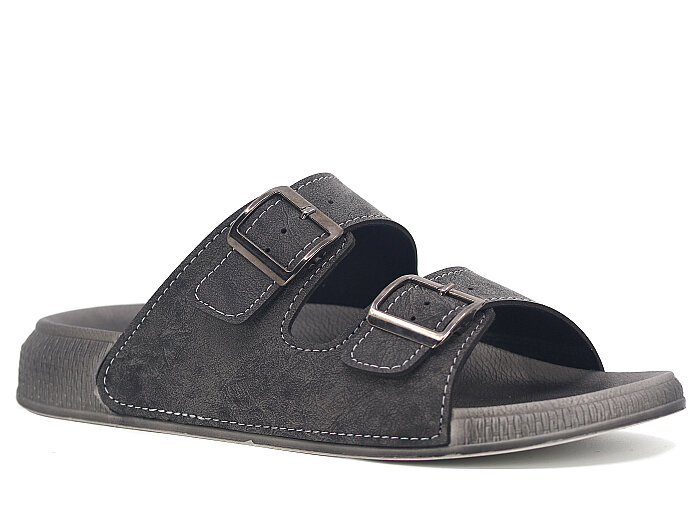 Gezer Merdane 16386 Çift Toka Günlük Terlik Gri - Gezer