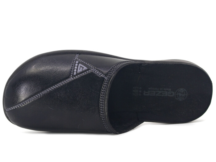 Gezer Merdane 16593.00 Poli Deri Ev Terliği Siyah - Gezer (1)