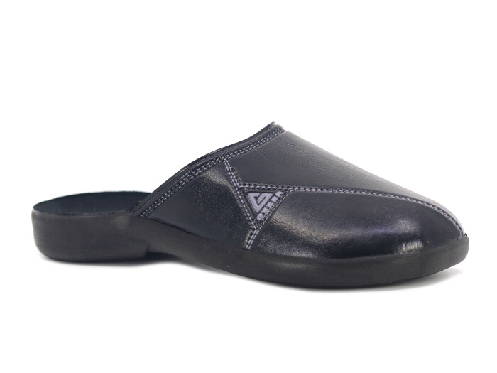 Gezer Merdane 16593.00 Poli Deri Ev Terliği Siyah - Gezer