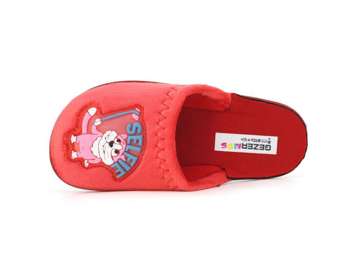 Gezer Patik 10063.06 Traşlı Kauçuk Baskılı Ev Terliği Kırmızı - 2