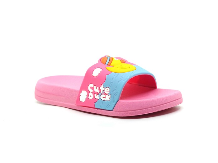 Gezer Patik 15630 Düz Yüz Figürlü Kız Günlük Terlik Florasan Pembe - Thumbnail