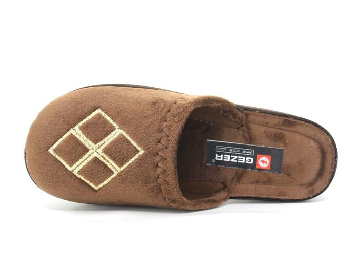 Gezer Zenne 14449.00 Nakışlı Traşlı Ev Terliği Kahve - Gezer (1)