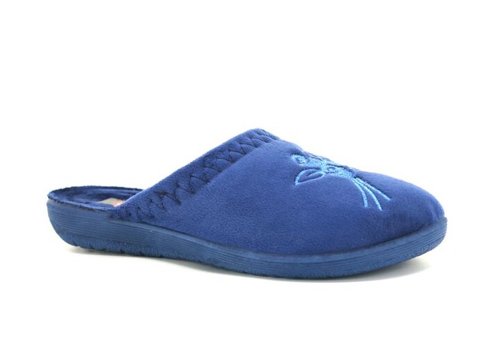 Gezer Zenne 14450.00 Nakışlı Traşlı Ev Terliği Lacivert - Gezer