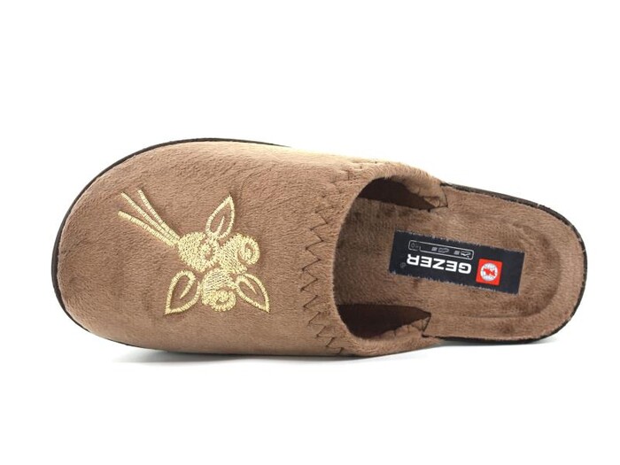 Gezer Zenne 14450.00 Nakışlı Traşlı Ev Terliği Sütlü Kahve - 2