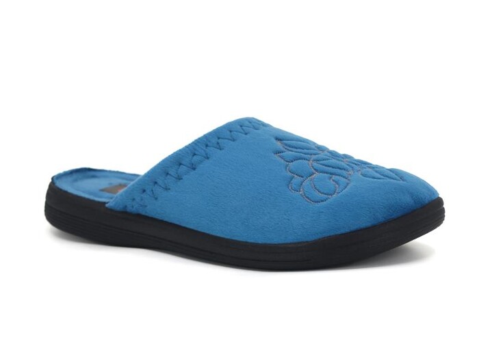 Gezer Zenne 15241.00 Nakışlı Traşlı Ev Terliği Petrol Mavisi - 1