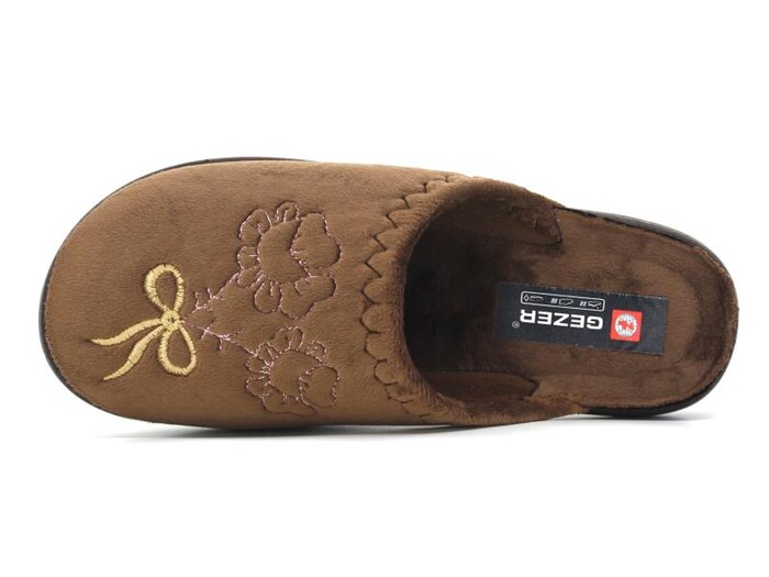 Gezer Zenne 15316.00 Nakışlı Traşlı Ev Terliği Kahve - 2