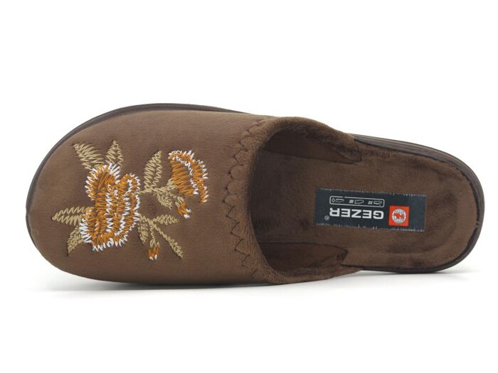 Gezer Zenne 15317.00 Nakışlı Traşlı Ev Terliği Kahve - 2