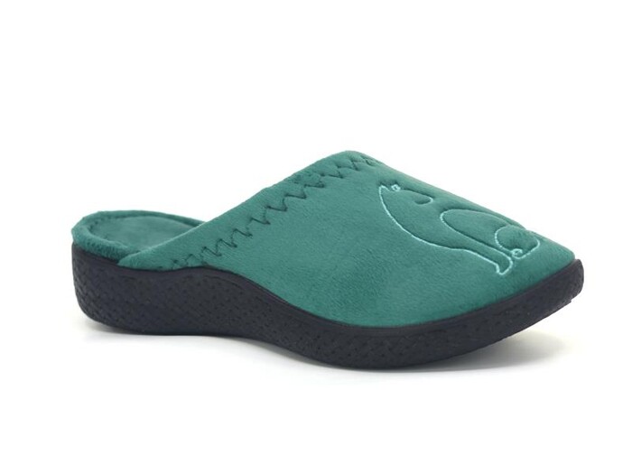 Gezer Zenne 15433.00 Nakışlı Cırtlı Ev Terliği Petrol Yeşili - 1