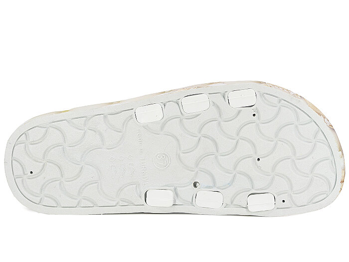 Gezer Zenne 15614.01 Air Blow Çift Toka Kaydırmaz Terlik Beyaz - Sarı - 3