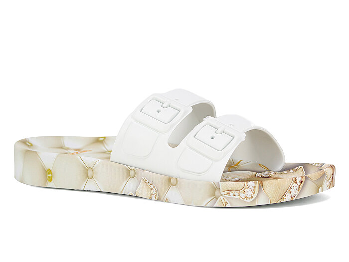 Gezer Zenne 15614.01 Air Blow Çift Toka Kaydırmaz Terlik Beyaz - Sarı - Gezer