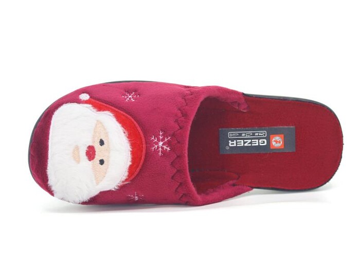 Gezer Zenne 15760 Noel Baba Nakışlı Traşlı Ev Terliği Bordo - 2