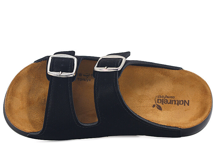 Gezer Zenne 15920.01 Naturela Çift Toka Günlük Terlik Siyah - Gezer (1)