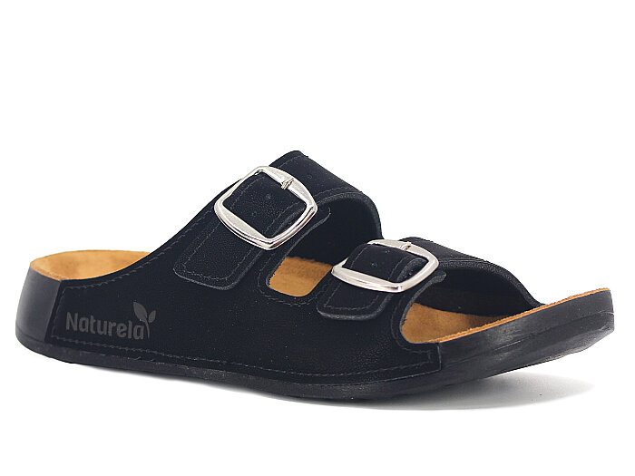 Gezer Zenne 15920.01 Naturela Çift Toka Günlük Terlik Siyah - Gezer