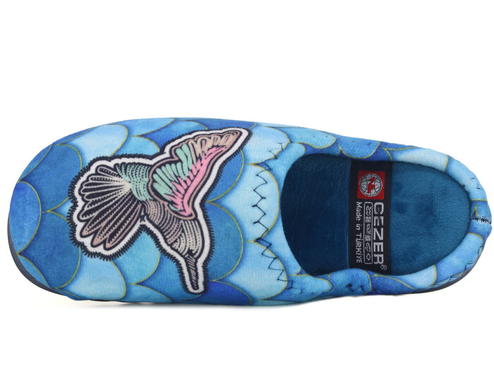 Gezer Zenne 16076.00 Baskılı Gondol Ev Terliği Mavi - Siyah - Gezer (1)