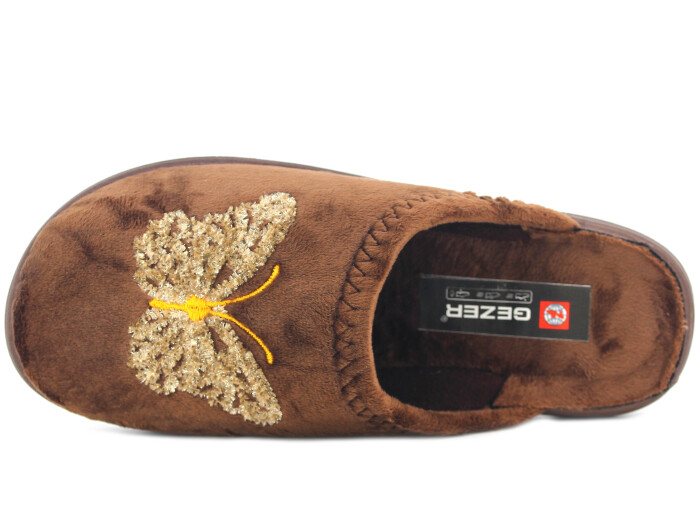 Gezer Zenne 16129.00 Nakışlı Traşlı Ev Terliği Kahve - Gezer (1)