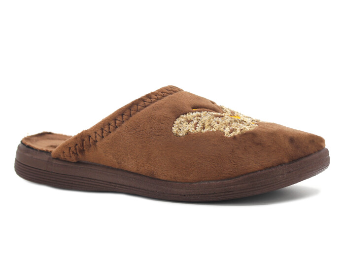 Gezer Zenne 16129.00 Nakışlı Traşlı Ev Terliği Kahve - Gezer