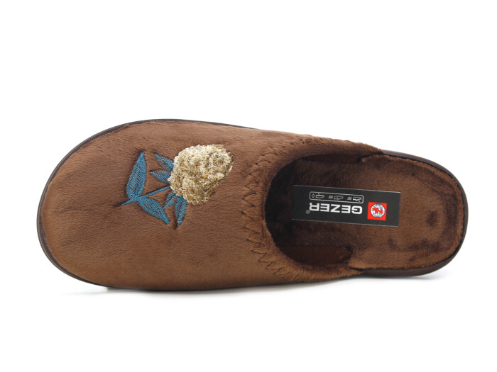 Gezer Zenne 16159.00 Nakışlı Traşlı Ev Terliği Kahve - 2