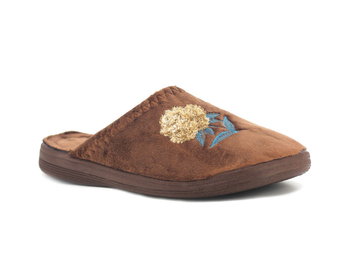 Gezer Zenne 16159.00 Nakışlı Traşlı Ev Terliği Kahve - Gezer