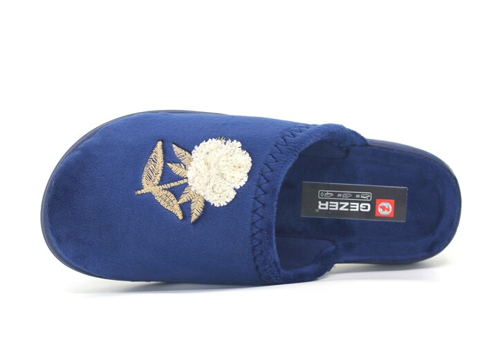 Gezer Zenne 16159.00 Nakışlı Traşlı Ev Terliği Lacivert - Gezer (1)