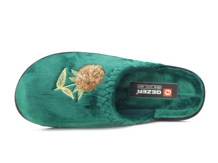 Gezer Zenne 16159.00 Nakışlı Traşlı Ev Terliği Petrol Yeşili - Gezer (1)