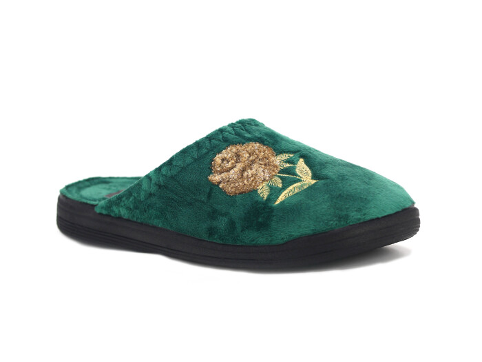 Gezer Zenne 16159.00 Nakışlı Traşlı Ev Terliği Petrol Yeşili - Gezer