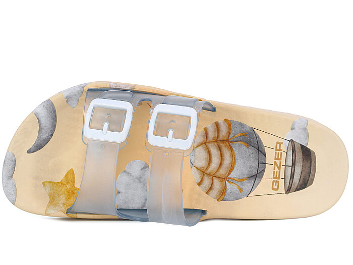 Gezer Zenne 16308.00 Air Blow Çift Toka Kaydırmaz Terlik Beyaz - Kahve - Gezer (1)