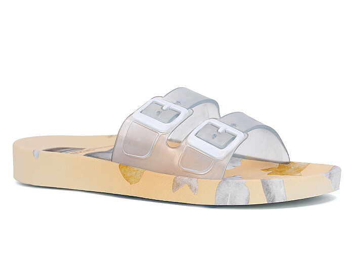 Gezer Zenne 16308.00 Air Blow Çift Toka Kaydırmaz Terlik Beyaz - Kahve - Gezer