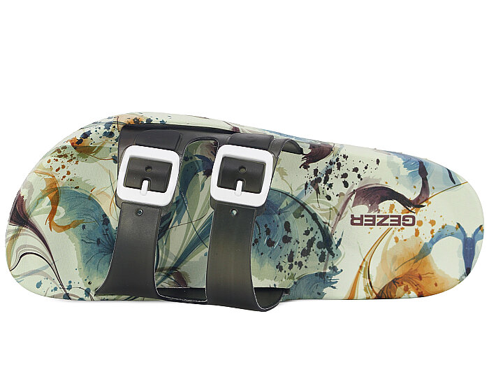 Gezer Zenne 16310.00 Air Blow Çift Toka Kaydırmaz Terlik Siyah Şeffaf - Beyaz - Krem - 2