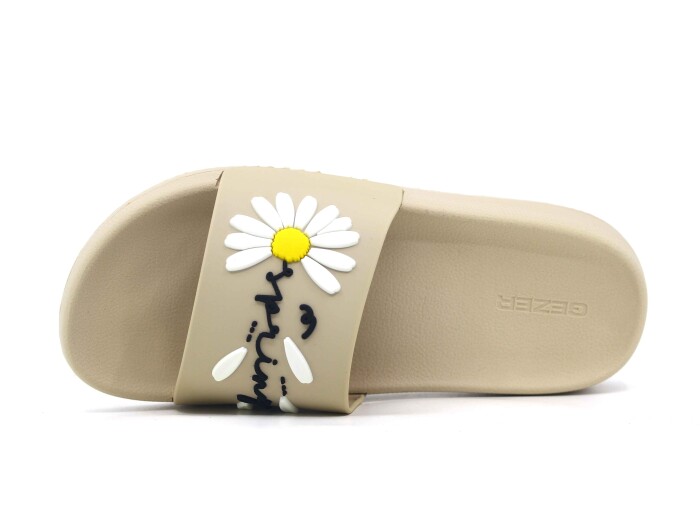 Gezer Zenne 16453.00 Düz Yüz Çiçekli Günlük Terlik Krem - 2