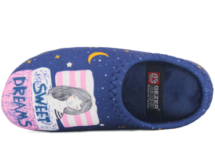 Gezer Zenne 16570.00 Gondol Baskılı Kışlık Ev Terliği Lacivert - Gezer (1)