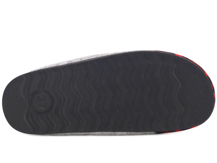 Gezer Zenne 16571.00 Gondol Baskılı Kışlık Ev Terliği Gri - Kırmızı - 3