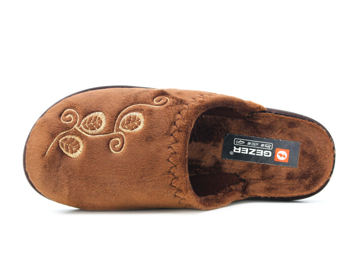 Gezer Zenne 16582.00 Nakışlı Traşlı Ev Terliği Kahve - 2