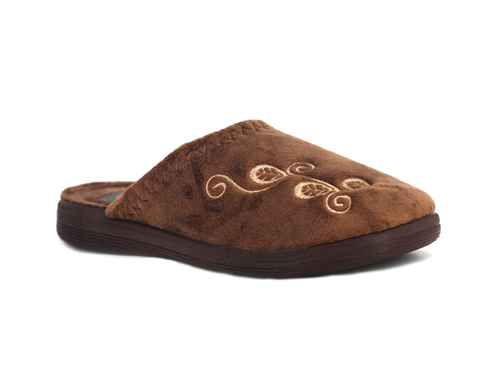 Gezer Zenne 16582.00 Nakışlı Traşlı Ev Terliği Kahve - Gezer