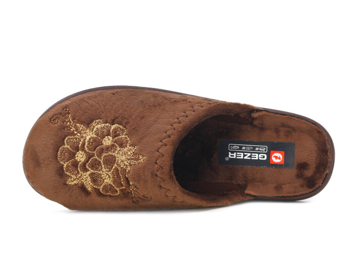 Gezer Zenne 16585.00 Nakışlı Traşlı Ev Terliği Kahve - Gezer (1)