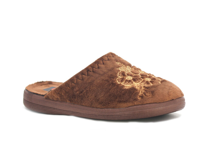 Gezer Zenne 16585.00 Nakışlı Traşlı Ev Terliği Kahve - Gezer