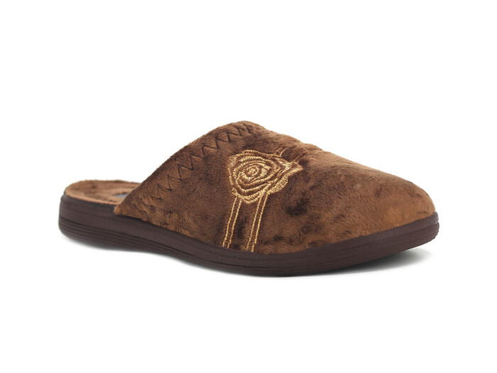 Gezer Zenne 16586.00 Nakışlı Traşlı Ev Terliği Kahve - Gezer